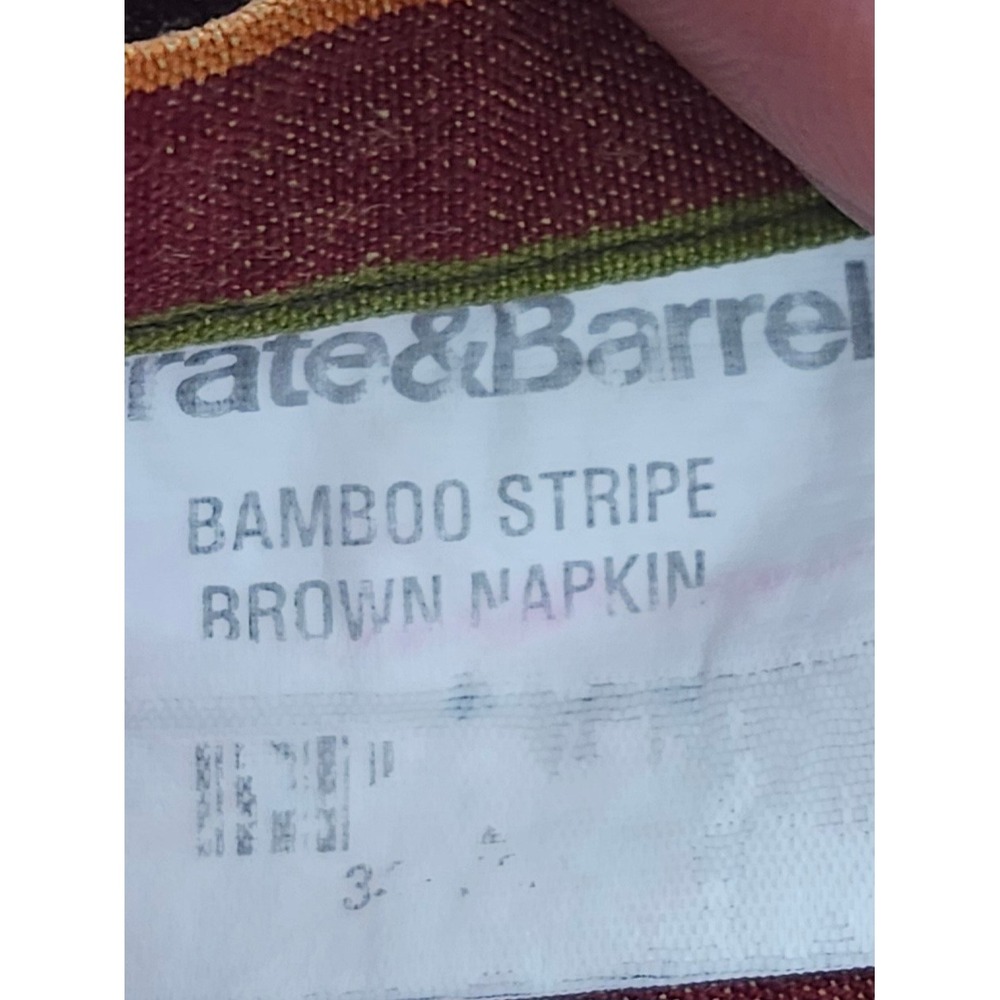 Crate & Barrel Bamboo Satillo Stripe Cloth Napkins Set of 8 Brown‎ Orange 21in - Picture 3 of 3